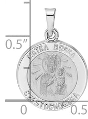 14k White Gold Polished and Satin Hollow Matka Boska Medal Pendant