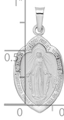14k White Gold Polished and Satin Solid Miraculous Medal Pendant