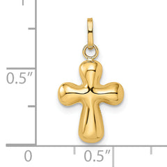 14k Polished Puffed Cross Pendant