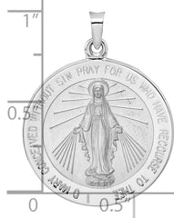 14k White Gold Polished Miraculous Solid Medal Pendant