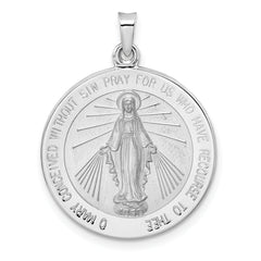 14k White Gold Polished Miraculous Solid Medal Pendant