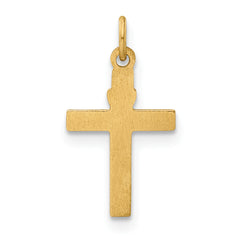14k Polished Solid Heart Cross Pendant