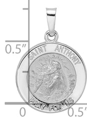 14k White Gold Polished and Satin Hollow St Anthony Medal Pendant