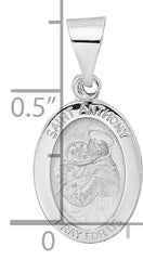 14k White Gold Polished and Satin Hollow Oval St Anthony Medal Pendant