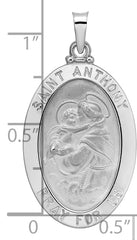 14k White Gold Polished Solid Oval St Anthony Medal Pendant