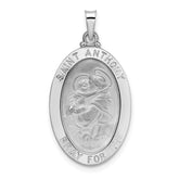 14k White Gold Polished Solid Oval St Anthony Medal Pendant
