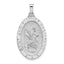 14k White Gold Polished Oval Solid Saint Christopher Medal Pendant