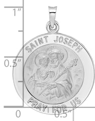 14k White Gold Polished Saint Joseph Solid Medal Pendant