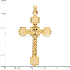 14k Polished Solid Fancy Design Cross Pendant