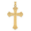 14k Polished and Textured Solid Fleur de Lis Cross Pendant