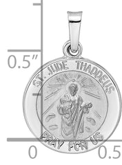 14k White Gold Polished and Satin Hollow St Jude Thaddeus Medal Pendant