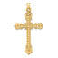 14k Polished Diamond Pattern Hollow Cross Pendant