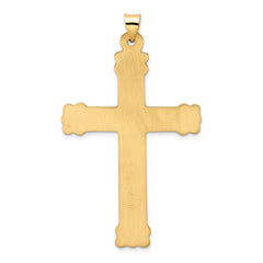 14k Polished and Textured Circle Center Cross Pendant