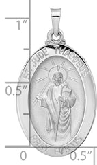 14k White Gold Polished St Jude Oval Solid Medal Pendant