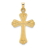 14k Polished Solid Fancy Design Cross Pendant