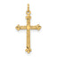 14k Polished and Textured Solid Diamond Shape Cross Pendant