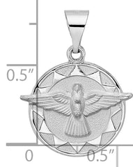 14k White Gold Polished and Satin Hollow Holy Spirit Pendant