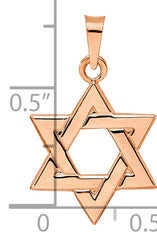 14k Rose Polished Solid Star of David Pendant