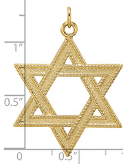 14k Polished and Textured Solid Star of David Pendant