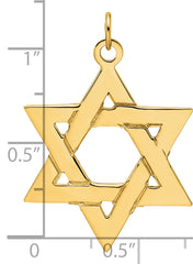 14k Polished Solid Star of David Pendant