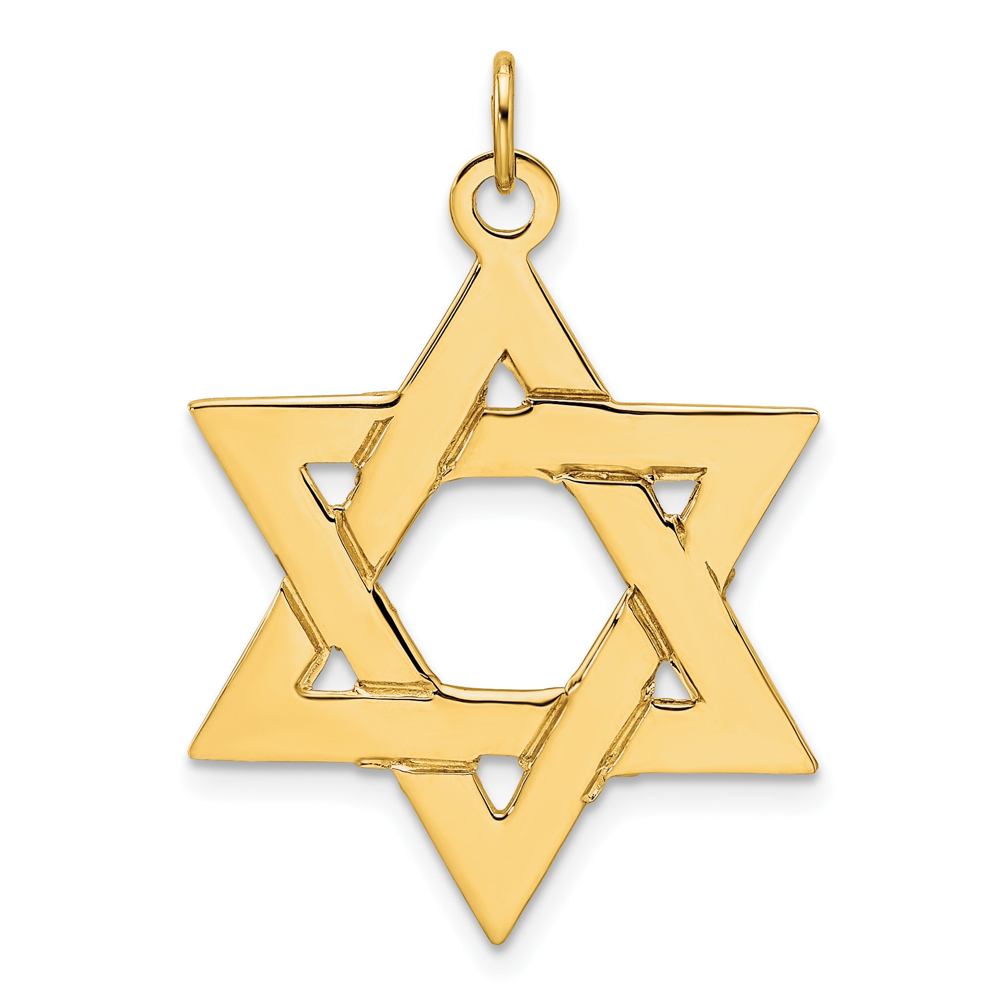 14k Polished Solid Star of David Pendant