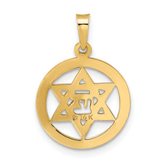 14k Polished and Enameled Solid Star of David Pendant