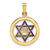 14k Polished and Enameled Solid Star of David Pendant