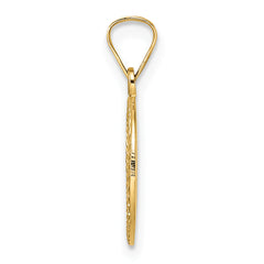 14k Polished and Textured Solid Star of David in Frame Pendant