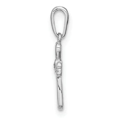 14K White Gold CZ Cross Pendant