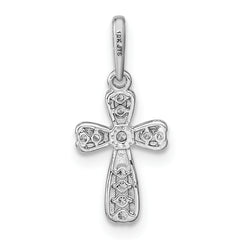 14K White Gold CZ Cross Pendant