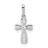 14K White Gold CZ Cross Pendant