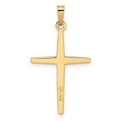 14k Two-tone Polished Solid Double Cross Pendant