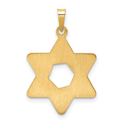 14k Polished and Textured Solid Star of David Pendant