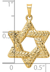 14k Polished and Textured Solid Star of David Pendant