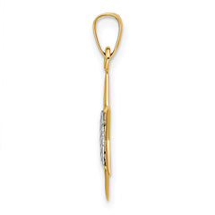 14k Two-tone Polished Solid Star and Torah Pendant