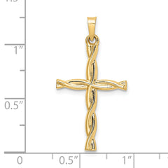 14k Polished Hollow Twisted Cross Pendant