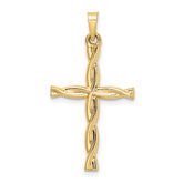 14k Polished Hollow Twisted Cross Pendant