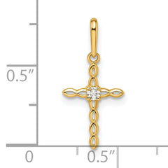 14k CZ Cross Pendant