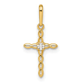 14k CZ Cross Pendant