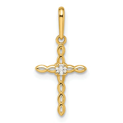 14k CZ Cross Pendant