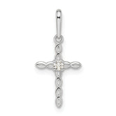 14k White Gold CZ Cross Pendant