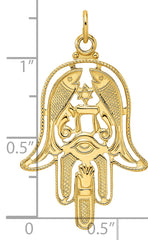 14k Polished & Textured Solid Hamsa Pendant