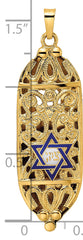 14k Polished Mezuzah Enameled Star Pendant