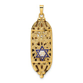 14k Polished Mezuzah Enameled Star Pendant