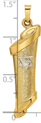 14k Two-tone Hollow Mezuzah and Star Pendant