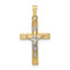 14k Two-tone Polished Solid INRI Crucifix Pendant