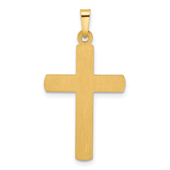 14k Two-Tone Textured and Polished Hollow Latin Cross Pendant