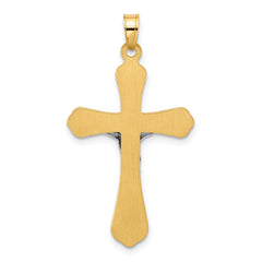 14k Two-Tone Grooved Hollow INRI Crucifix Pendent