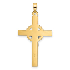 14k Two-Tone Textured Hollow INRI Crucifix Pendent