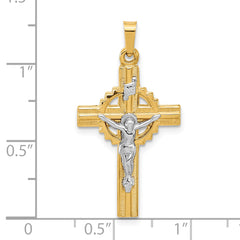 14k Two-Tone Hollow INRI Crucifix Pendent